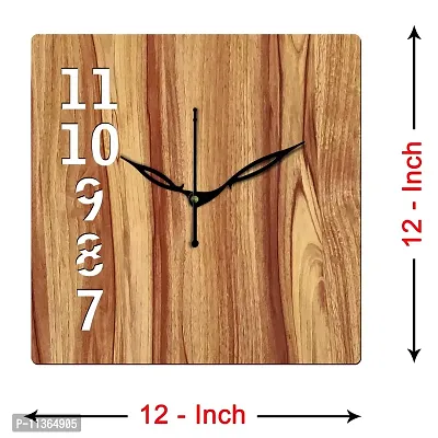 FRAVY 12"" Inch Prelam MDF Wood English Numeral Square Without Glass Wall Clock (Beige, 30cm x 30cm) - 26-thumb4