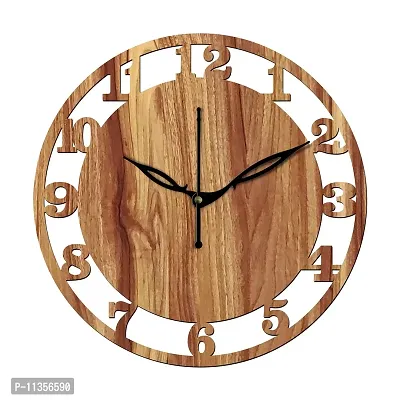 Freny Exim 10"" Inch Wooden Wall Clock (Beige, Small Size, 25cm x 25cm)-028