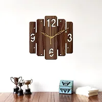 FRAVY 12"" Inch Prelam MDF Wood English Numeral Square Without Glass Wall Clock (Brown, 30cm x 30cm) - 4-thumb2