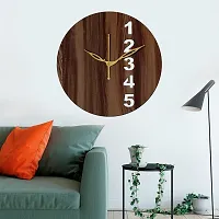 FRAVY 12"" Inch Prelam MDF Wood English Numeral Round Without Glass Wall Clock (Brown, 30cm x 30cm) - 23-thumb2