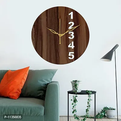 FRAVY 12"" Inch Prelam MDF Wood English Numeral Round Without Glass Wall Clock (Brown, 30cm x 30cm) - 23-thumb3