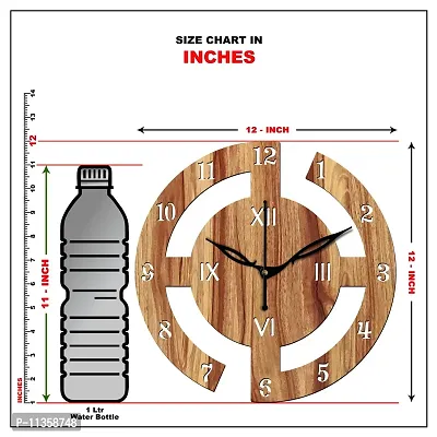FRAVY 12"" Inch Prelam MDF Wood English Numeral Round Without Glass Wall Clock (Beige, 30cm x 30cm) - 27-thumb5