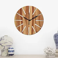 Freny Exim 12"" Inch Wooden MDF Unique Cut Mark Round Wall Clock Without Glass (Beige, 30cm x 30cm) - 2-thumb1