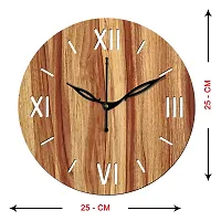 FRAVY 10 Inch MDF Wood Wall Clock for Home and Office (25Cm x 25Cm, Small Size, 012-Beige)-thumb2