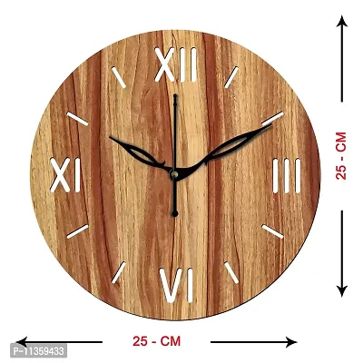FRAVY 10 Inch MDF Wood Wall Clock for Home and Office (25Cm x 25Cm, Small Size, 012-Beige)-thumb3