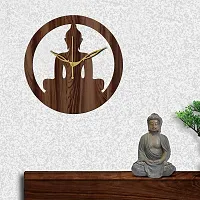 Freny Exim 12"" Inch Wooden MDF Lord Buddha Round Wall Clock Without Glass (Brown, 30cm x 30cm) - 39-thumb2