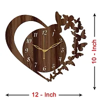 Freny Exim 12"" Inch Wooden MDF English Numeral Butterfly in Heart Wall Clock Without Glass (Brown, 30cm x 30cm) - 10-thumb3