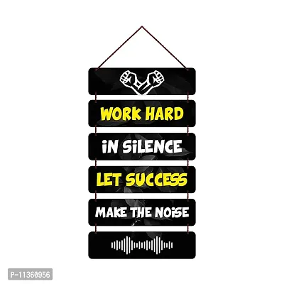 Freny Exim MDF Wooden Work Hard In Silence Let Success Make The Noise Quote Wall Hanging Art For Home Decor | Office | Gift (12 inch X 30 Inch) Multicolour 506
