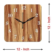 Freny Exim 12"" Inch Wooden MDF English Numeral Square Wall Clock Without Glass (Beige, 30cm x 30cm) - 22-thumb3