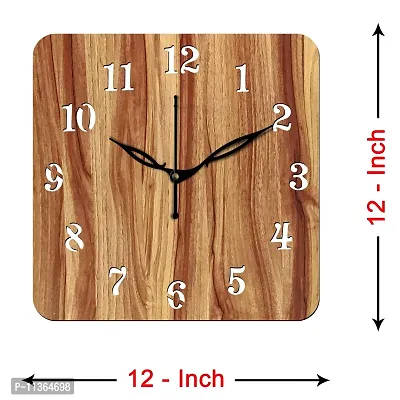 Freny Exim 12"" Inch Wooden MDF English Numeral Square Wall Clock Without Glass (Beige, 30cm x 30cm) - 22-thumb4