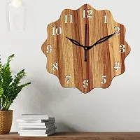 Freny Exim 12"" Inch Wooden MDF English Numeral Round Wall Clock Without Glass (Beige, 30cm x 30cm) - 18-thumb1