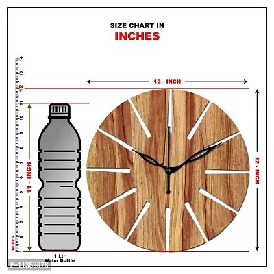 Freny Exim 12"" Inch Wooden MDF Unique Cut Mark Round Wall Clock Without Glass (Beige, 30cm x 30cm) - 2-thumb5