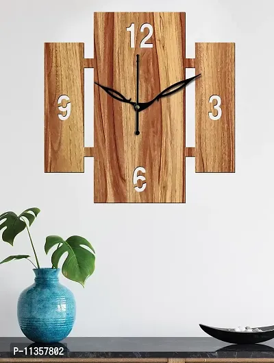 FRAVY 10 Inch MDF Wood Wall Clock for Home and Office (25Cm x 25Cm, Small Size, 014-Beige)