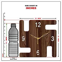 Freny Exim 12"" Inch Wooden MDF English Numeral Swastik Square Wall Clock Without Glass (Brown, 30cm x 30cm) - 49-thumb4