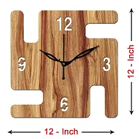 Freny Exim 12"" Inch Wooden MDF English Numeral Swastik Square Wall Clock Without Glass (Beige, 30cm x 30cm) - 53-thumb3