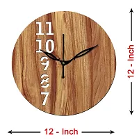 Freny Exim 12"" Inch Wooden MDF English Numeral Round Wall Clock Without Glass (Beige, 30cm x 30cm) - 25-thumb3