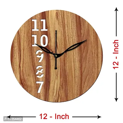 Freny Exim 12"" Inch Wooden MDF English Numeral Round Wall Clock Without Glass (Beige, 30cm x 30cm) - 25-thumb4