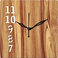 FRAVY 10 Inch MDF Wood Wall Clock for Home and Office (25Cm x 25Cm, Small Size, 026-Beige)-thumb1