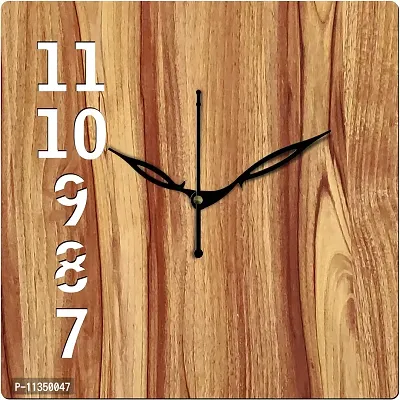 FRAVY 10 Inch MDF Wood Wall Clock for Home and Office (25Cm x 25Cm, Small Size, 026-Beige)-thumb2