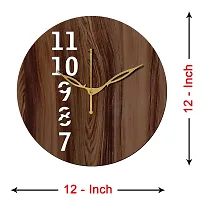 FRAVY 12"" Inch Prelam MDF Wood English Numeral Round Without Glass Wall Clock (Brown, 30cm x 30cm) - 25-thumb3