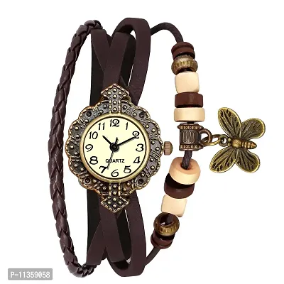 FRAVY Brown Vintage Look Analoug Wrist Watch for Womens Girls- GF085-thumb0