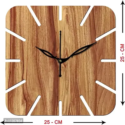 FRAVY 10 Inch MDF Wood Wall Clock for Home and Office (25Cm x 25Cm, Small Size, 019-Beige)-thumb3