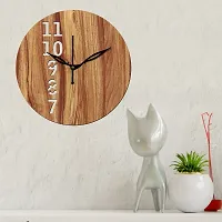 Freny Exim 12"" Inch Wooden MDF English Numeral Round Wall Clock Without Glass (Beige, 30cm x 30cm) - 25-thumb1