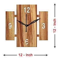 FRAVY 12"" Inch Prelam MDF Wood English Numeral Square Without Glass Wall Clock (Beige, 30cm x 30cm) - 14-thumb3