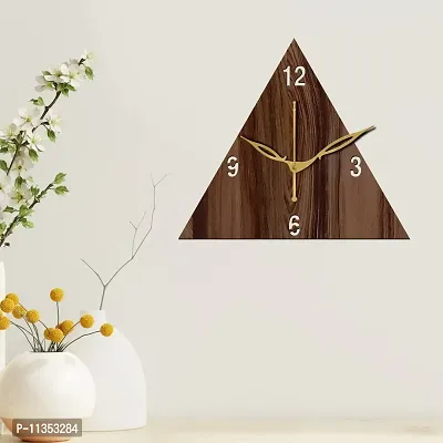 FRAVY 12"" Inch Prelam MDF Wood English Numeral Triangle Without Glass Wall Clock (Brown, 30cm x 30cm) - 30-thumb0