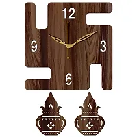 FRAVY 10 Inch MDF Wood Wall Clock for Home and Office (25Cm x 25Cm, Small Size, 049-Wenge)-thumb3