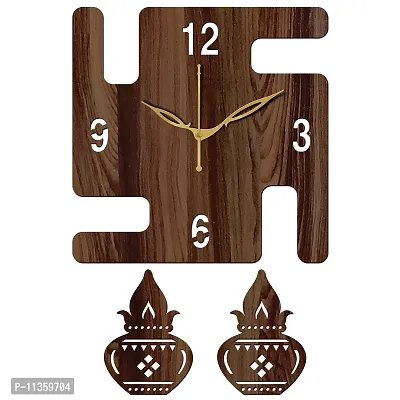 FRAVY 10 Inch MDF Wood Wall Clock for Home and Office (25Cm x 25Cm, Small Size, 049-Wenge)-thumb4