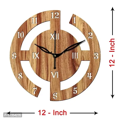 Freny Exim 12"" Inch Wooden MDF English Numeral Round Wall Clock Without Glass (Beige, 30cm x 30cm) - 27-thumb4