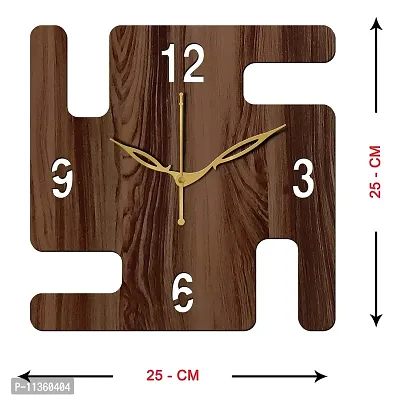 FRAVY 10 Inch MDF Wood Wall Clock for Home and Office (25Cm x 25Cm, Small Size, 032-Wenge)-thumb4