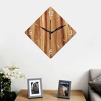 Freny Exim 12"" Inch Wooden MDF English Numeral Rhombus Wall Clock Without Glass (Beige, 30cm x 30cm) - 21-thumb1