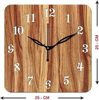 FRAVY 10 Inch MDF Wood Wall Clock for Home and Office (25Cm x 25Cm, Small Size, 022-Beige)-thumb2