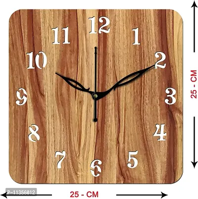 FRAVY 10 Inch MDF Wood Wall Clock for Home and Office (25Cm x 25Cm, Small Size, 022-Beige)-thumb3