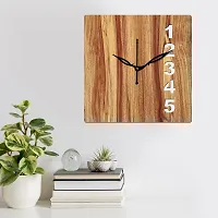 Freny Exim 12"" Inch Wooden MDF English Numeral Square Wall Clock Without Glass (Beige, 30cm x 30cm) - 24-thumb1