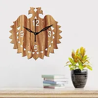 Freny Exim 12"" Inch Wooden MDF English Numeral Peacock Round Wall Clock Without Glass (Beige, 30cm x 30cm) - 47-thumb2