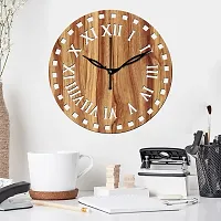 Freny Exim 12"" Inch Wooden MDF Roman Numeral Round Wall Clock Without Glass (Beige, 30cm x 30cm) - 11-thumb2