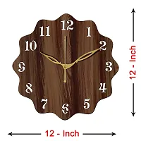 Freny Exim 12"" Inch Wooden MDF English Numeral Round Wall Clock Without Glass (Brown, 30cm x 30cm) - 18-thumb3