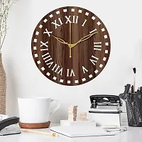 Freny Exim 12"" Inch Wooden MDF Roman Numeral Round Wall Clock Without Glass (Brown, 30cm x 30cm) - 11-thumb2