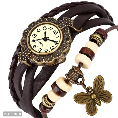 FRAVY Brown Vintage Look Analoug Wrist Watch for Womens Girls- GF085-thumb2