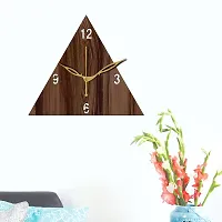 FRAVY 12"" Inch Prelam MDF Wood English Numeral Triangle Without Glass Wall Clock (Brown, 30cm x 30cm) - 30-thumb2