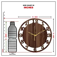 FRAVY 12"" Inch Prelam MDF Wood English Numeral Round Without Glass Wall Clock (Brown, 30cm x 30cm) - 28-thumb4