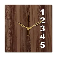 FRAVY 12"" Inch Prelam MDF Wood English Numeral Square Without Glass Wall Clock (Brown, 30cm x 30cm) - 24-thumb1