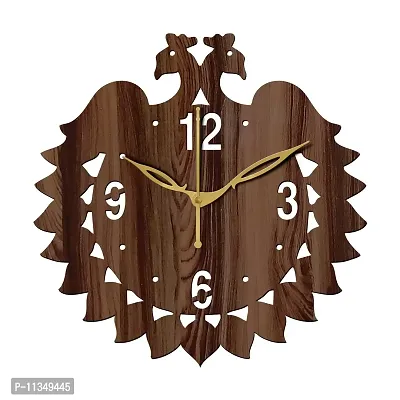 Freny Exim 12"" Inch Wooden MDF English Numeral Peacock Round Wall Clock Without Glass (Brown, 30cm x 30cm) - 47-thumb0