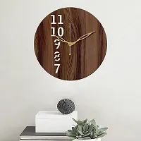 FRAVY 12"" Inch Prelam MDF Wood English Numeral Round Without Glass Wall Clock (Brown, 30cm x 30cm) - 25-thumb2