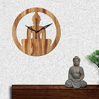 Freny Exim 12"" Inch Wooden MDF Lord Buddha Round Wall Clock Without Glass (Beige, 30cm x 30cm) - 39-thumb2