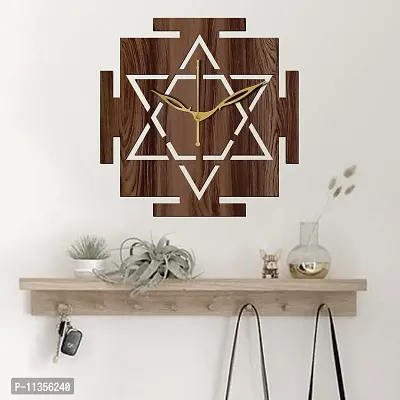 FRAVY 12"" Inch Prelam MDF Wood Vastu Square Without Glass Wall Clock (Brown, 30cm x 30cm) - 33