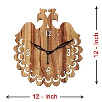 FRAVY 12"" Inch Prelam MDF Wood English Numeral Peacock Round Without Glass Wall Clock (Beige, 30cm x 30cm) - 45-thumb3